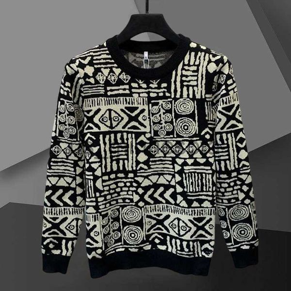 

men's sweaters geometry pattern long sleeve tshirt korean slim bottomed shirt streetwear letter print knitted sweater tshirt male j2307, White;black