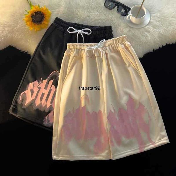

mens designer shorts american graffiti printing sports summer high street students casual loose five-point pants male sportswear, White;black