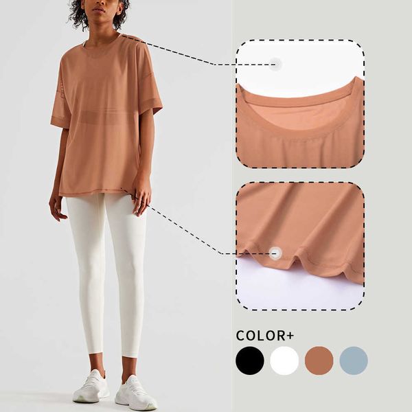 

mesh stitching yoga shirts women t-shirt for fitness female sports for gym outfit breathable workout sportswear lll-uuu