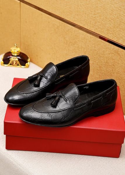 

2023 men dress shoes party wedding oxfords male formal office fashion brand designer genuine leather business loafers size 38-45, Black