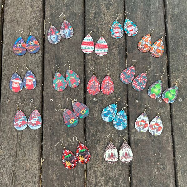 

christmas earrings in europe and america: creative and popular acrylic character cartoon ornaments earrings, Golden
