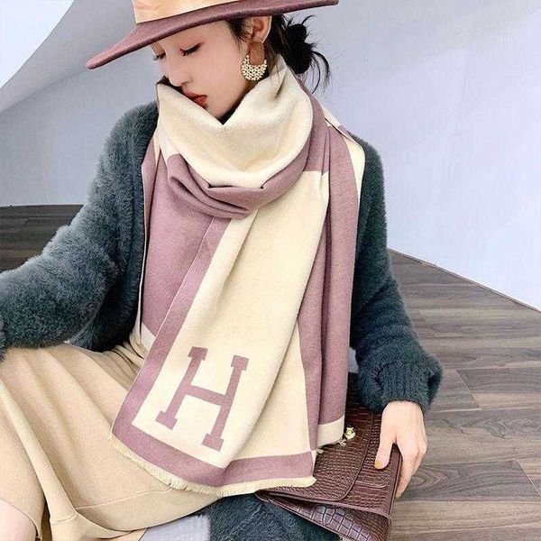

whole designer h home winter scarf the popular korean version of this years online celebrity live broadcast is a high end and versatile imit, Blue;gray