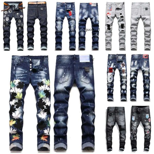 

hole d2 dsq dsquare 2 jeans designer jean slim mens pants badge rips stretch black jeans classic s2 fit washed motocycle 2 autumn denim reu, Blue