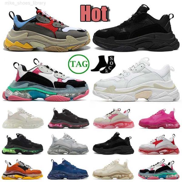 

triple s designer men women casual shoes platform sneakers black white grey red pink blue green light sports trainers fashion tnnis size 36-