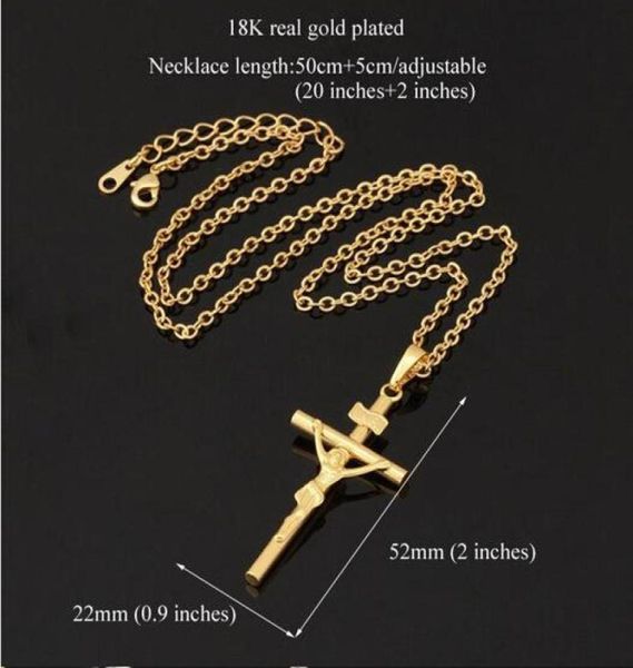 

new fashion 18k gold silver plated cross necklace jesus necklace1489726