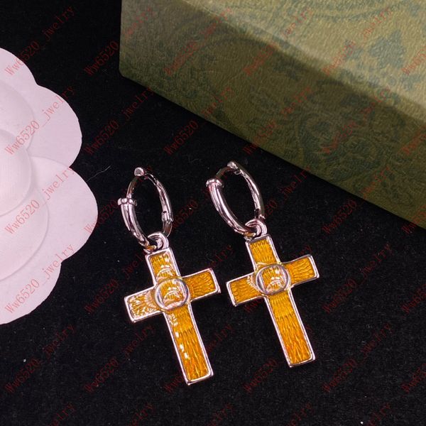 

enamel letter cross earrings, hip hop trend men, gift for men, Golden