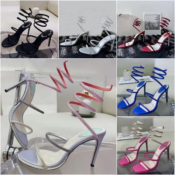 

designer rene caovillas pumps sandals margot chandelier jewel sandal women elegant crystal snake cleo ankle high heels luxury sandal fashion, Black