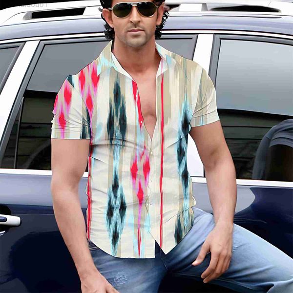 

men's casual shirts 2023 summer new men's short-sleeved shirt fashion trend street hip-hop leisure beach holiday party 3d printing, White;black