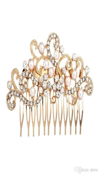 

pearl rhinestone brides headwear bridal tiaras wedding party prom dresses039 hair comb accessories head piece for bride6365553, Slivery;golden