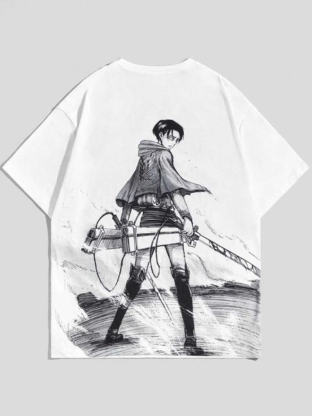 

men's fashion x attack on titan guys figure graphic shoulder, White;black