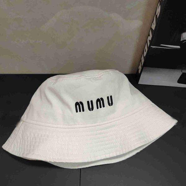 

miu letter versatile female designer beanie cap fisherman hat spring/summer thin pot hat made of old cowboy bucket hat pot hat, Blue;gray
