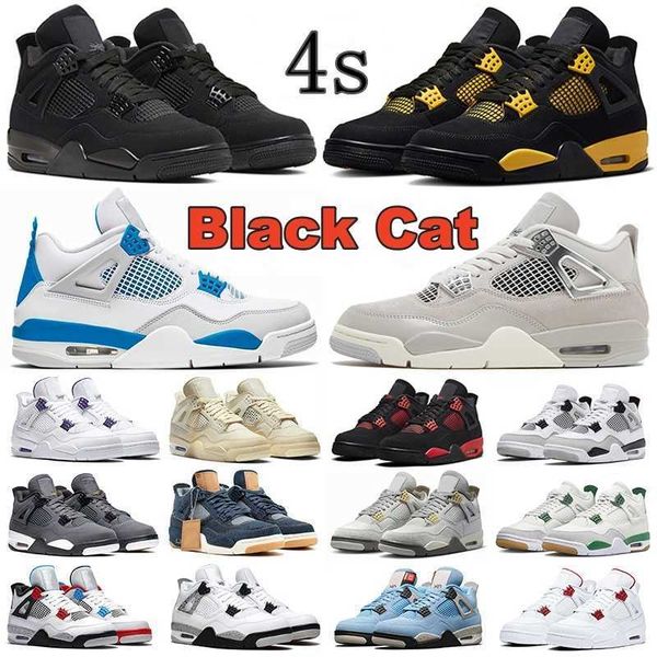 

jumpman 4 4s black cat mens basketball shoes frozen moments red thunder military blue unc university blue pine green men women sports sneake