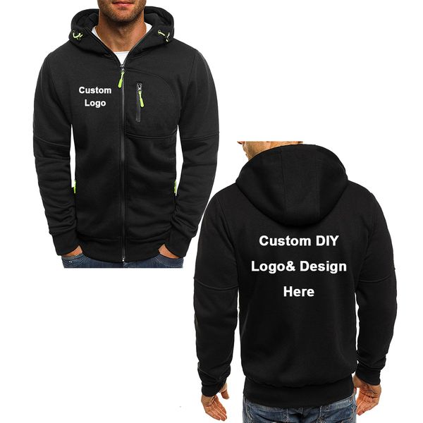 

men's hoodies sweatshirts custom diy men zipper sports hoodies men fashion cool zipper thin jacket coat spring autumn casual sportwear, Black