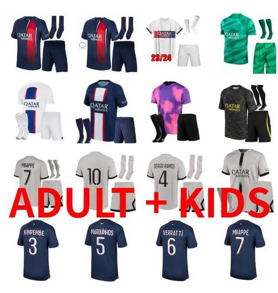 

2023 2024 psgs paris soccer jerseys mbappe gana sergio ramos verratti 22 23 24 marquinhos kimpembe wijnaldum di maria kean football men shi, Black;yellow