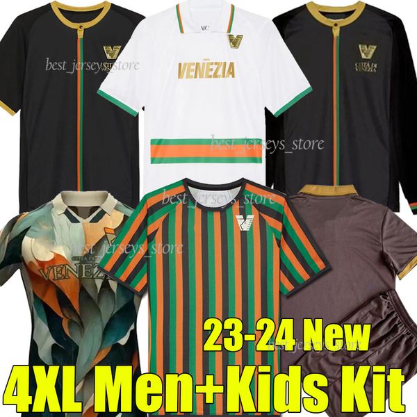 

23/24 venezia fc concept soccer jerseys aramu forte venice 2023 2024 home away busio 27# football shirts men kids kit uniforms pre match tra, Black;yellow