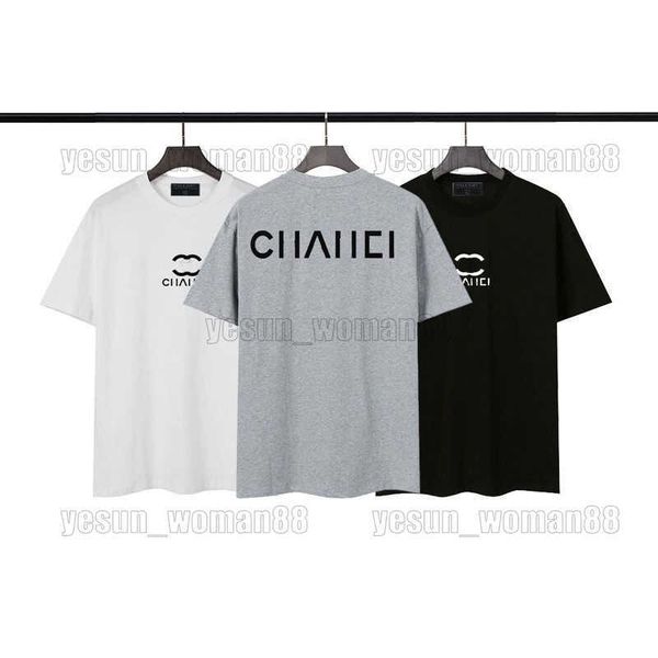 

designer luxury channel classic t shirt fashion figure printed womens and mens couple loose round neck tee, White