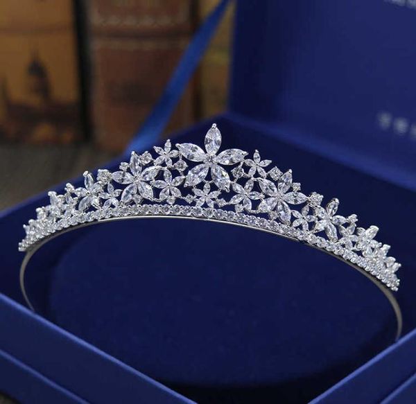 

slbridal crystals rhinestones pearls copper cubic zircon wedding tiara cz bridal queen princess pageant party crown bridesmaids x06895061, Slivery;golden