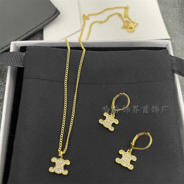 

sai jialin celi arc de triomphe full diamond necklace for female minors light luxury high grade earrings collar chain, Silver