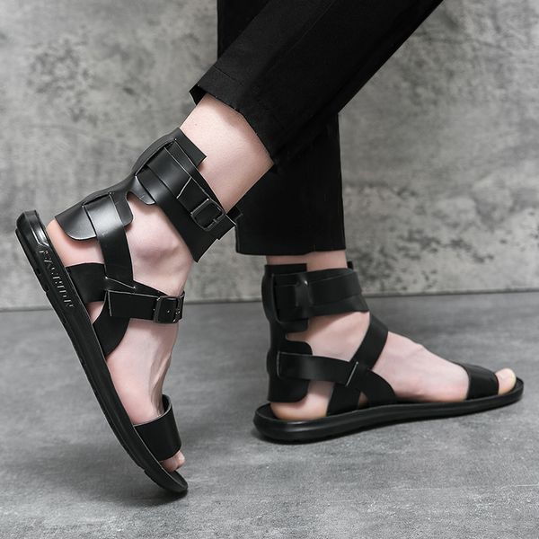 

sandals fashionable roman style men's sandals summer solid casual shoes comfortable and breathable beach shoes outdoor men's sanda, Black
