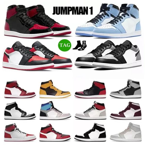 

jumpman 1 1s basketball shoes denim starfish university blue stage haze taxi dark mocha bred patent atmosphere fearless shadow 2.0 obsidian, Black