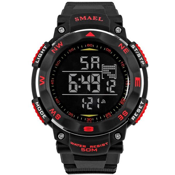 

smael digital watches 50m waterproof sport watch led casual electronics wristwatches 1235 dive swimming watch led clock digital249t, Slivery;brown