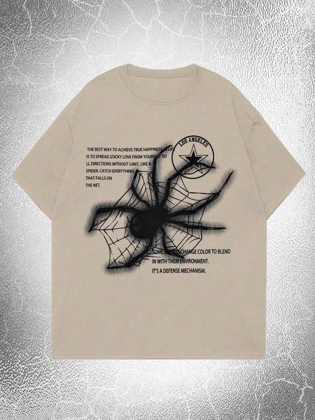 

men's fashion guys spider slogan graphic, White;black