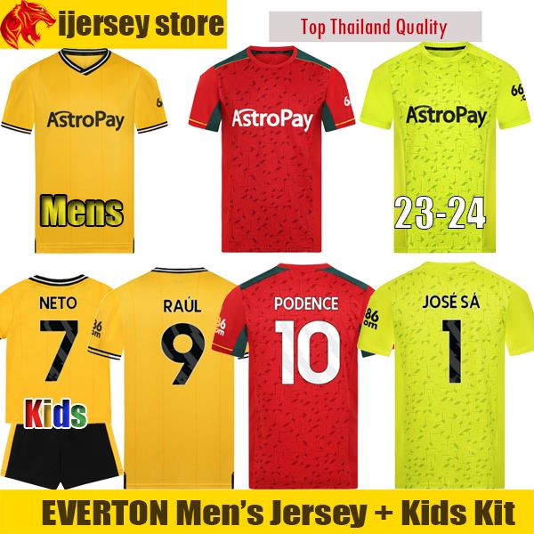 

wolves 23 24 soccer jerseys raul semedo neto neves campbell wanderers j otto podence hee chan wolverhampton 2023 2024 cunha football shirts, Black;yellow