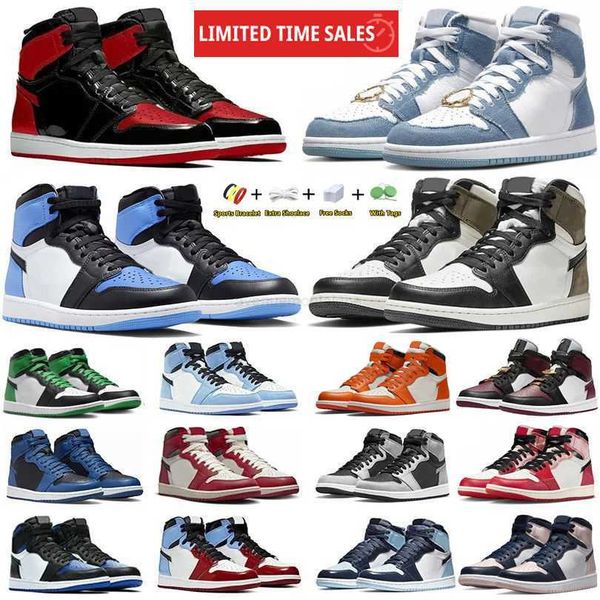 

jumpman 1 1s men basketball shoes unc toe spiderverse bred patent gorge lucky green university blue praline chill royal dark mocha marron wo