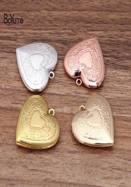 

boyute 10 pieceslot 28mm metal brass heart shaped floating locket charms pendant factory direct po locket4842260, Silver