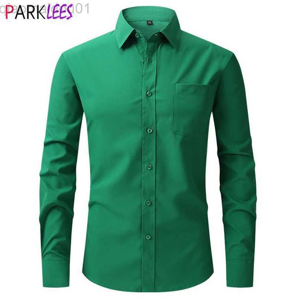 

men's casual shirts green mens dress shirts long sleeve regular fit elastic shirt for men wrinkle-easy care formal casual shirt male ch, White;black