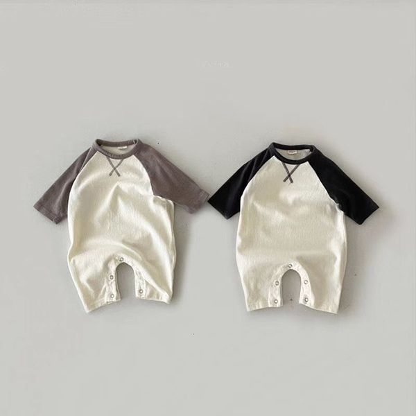 

rompers baby girl casual patchwork long sleeves pullover jumpsuit autumn infant boy comfortable simple cotton romper kid outfits 230720, Blue