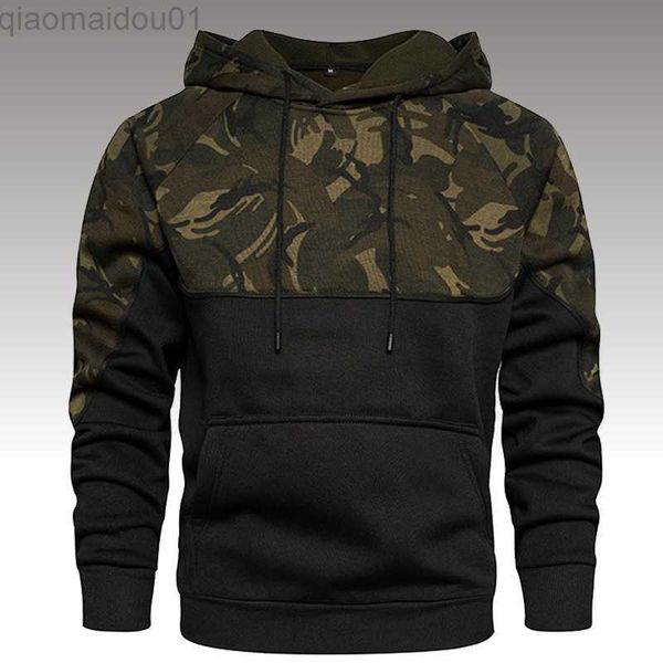

men's jackets spring camouflage fleece hoodies men fashion patchwork hooded sweatshirts male winter streetwear casual pullover outwear, Black;brown