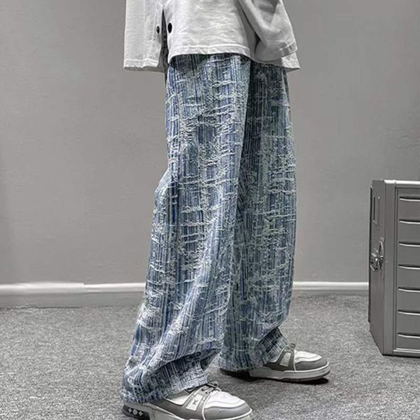 

men's jeans hip hop pattern tie dyed autumn fashion casual pants large korean street loose y2k men 230720, Blue