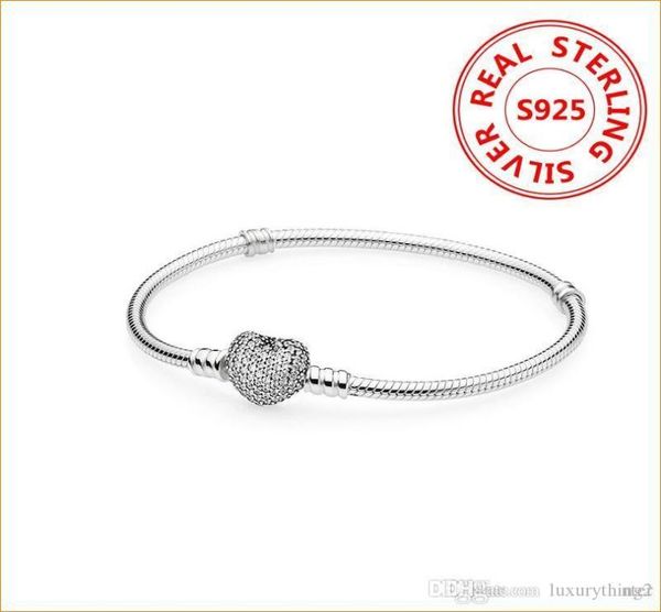 

authentic 925 sterling silver heart charms bracelet for european beads bangle wedding gift jewelry for women with original box6460468, Golden;silver