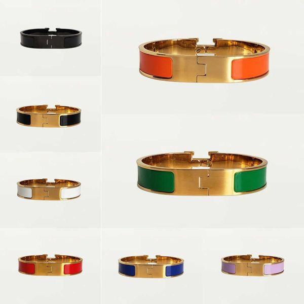 

aher mas designer luxury brand enamel bracelet classic h bracelet bangle enamel 18k gold for men women birthday mother' day jewelry hol, Black