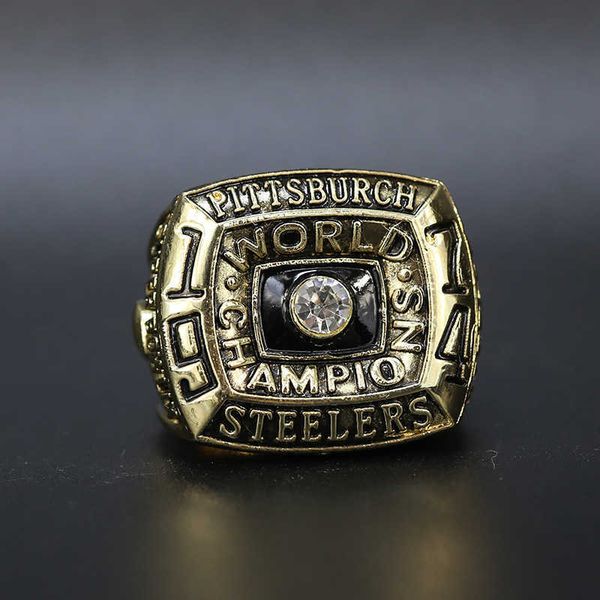 

1974 pittsburgh steelman super bowl champion ring steel membrane ring, Silver