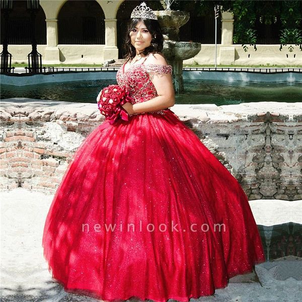 

2023 quinceanera ball gown dresses spaghetti straps beaded crystal puffy red sweet 16 party prom, Blue;red