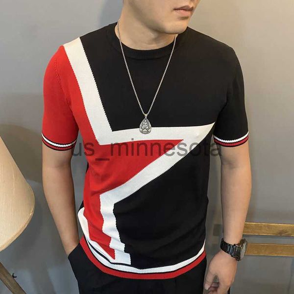 

men's sweaters fallwinter men's slim short sleeve sweater 2020 new sweater korean jacquard slim size half sleeve sweater j230721, White;black