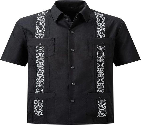 

mens snap shirts casual guayabera shirts short sleeve01231263737, White;black