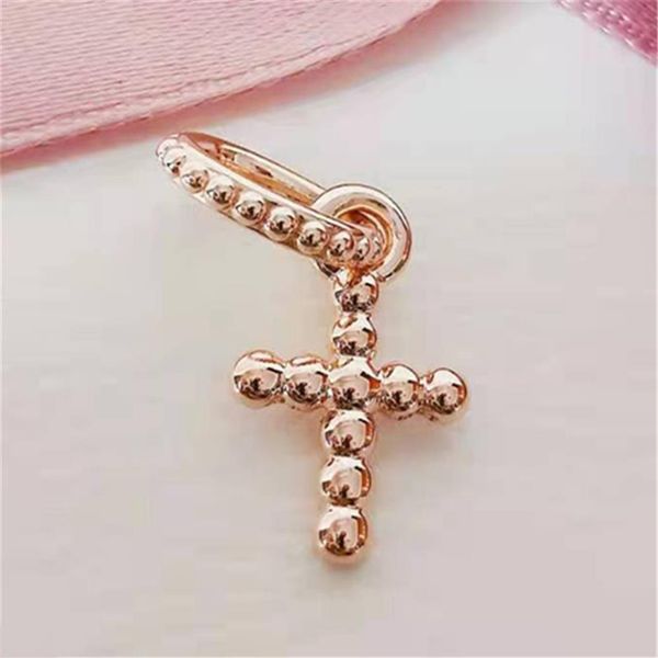 

authentic 925 sterling silver beaded cross dangle charm bead fits european pandora style jewelry bracelets & necklace2483, Black