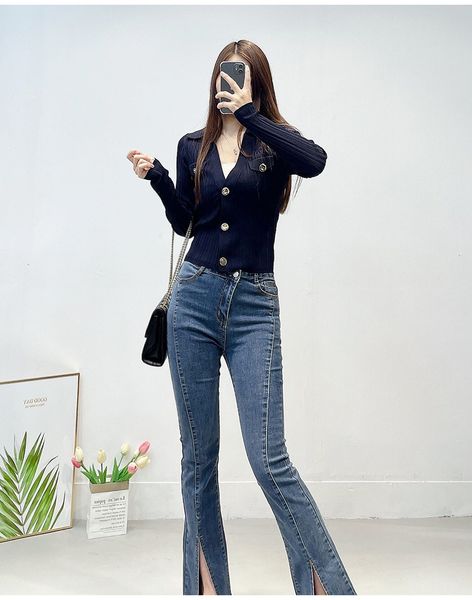 

women's jackets sandro simple solid color sweater, Black;brown