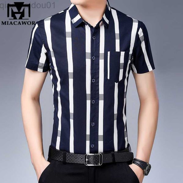 

men's casual shirts new summer short sleeve shirts men cotton casual striped shirt slim fit chemise homme men clothing c780 l230721, White;black