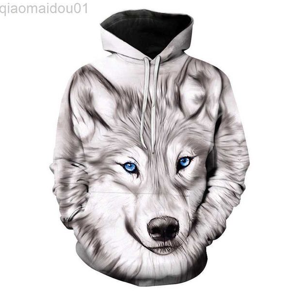 

men's hoodies sweatshirts y2k howl wolf hoodie 3d animal pattern sweatshirt men women hooded autumn and winter clothing fashion harajuk, Black