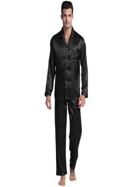 

men039s pajama set male silk nightgown pajamas sleepwear modern style men soft for sleeping3713861, Black;brown