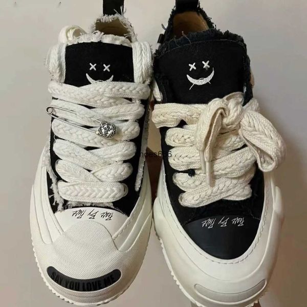 

wu jianhao xvessel women's shoes hidden laughing cotton candy thick soled casual canvas men's beggar shoes, Black