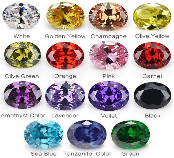 

1pcs per colors total 15pcs size 4x6mm 10x12mm oval shape loose cubic zirconia stone2173824, Black