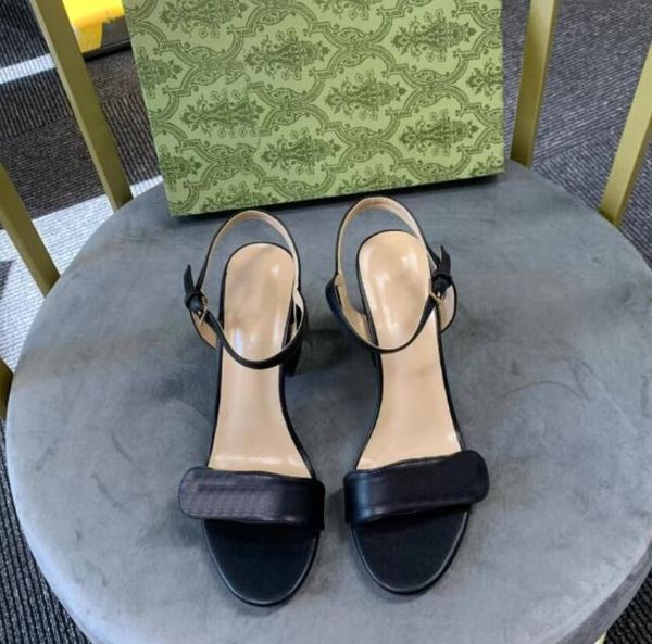 

designer leather sandal women sandals slippers marmont metal laminated leather mid heel flat dress shoes classic ladies famous casual elegan, Black