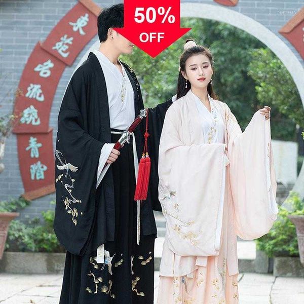 

stage wear men women ancient chinese national costumes hanfu festival performance folk dance dress embroidery outfit sl4184, Black;red