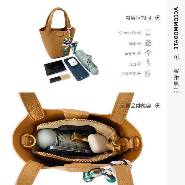 

luxury picotin lock bag leather genuine bucket bag for spring 2023 popular on the internet in style of a niche vegetable basket portable cro