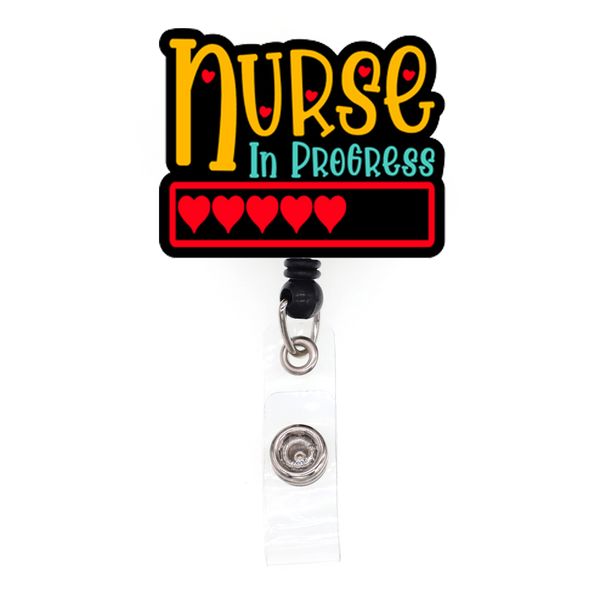

20 pcs/lot fashion key rings nurse in progress badge reel plastic acrylic retractable badge holder with alligator clip for nurse doctor acce, Slivery;golden